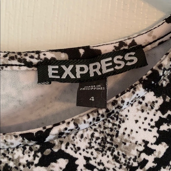 Express Black and White Python Print Ruffle Dress - Picture 5 of 7